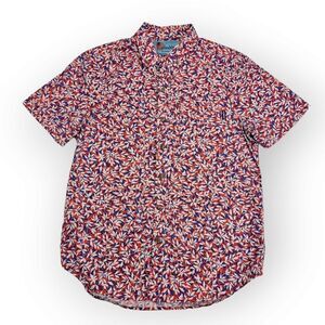 Chubbies Red Floral Leaf Printed Full Button Down Lightweight Shirt Men's S‎